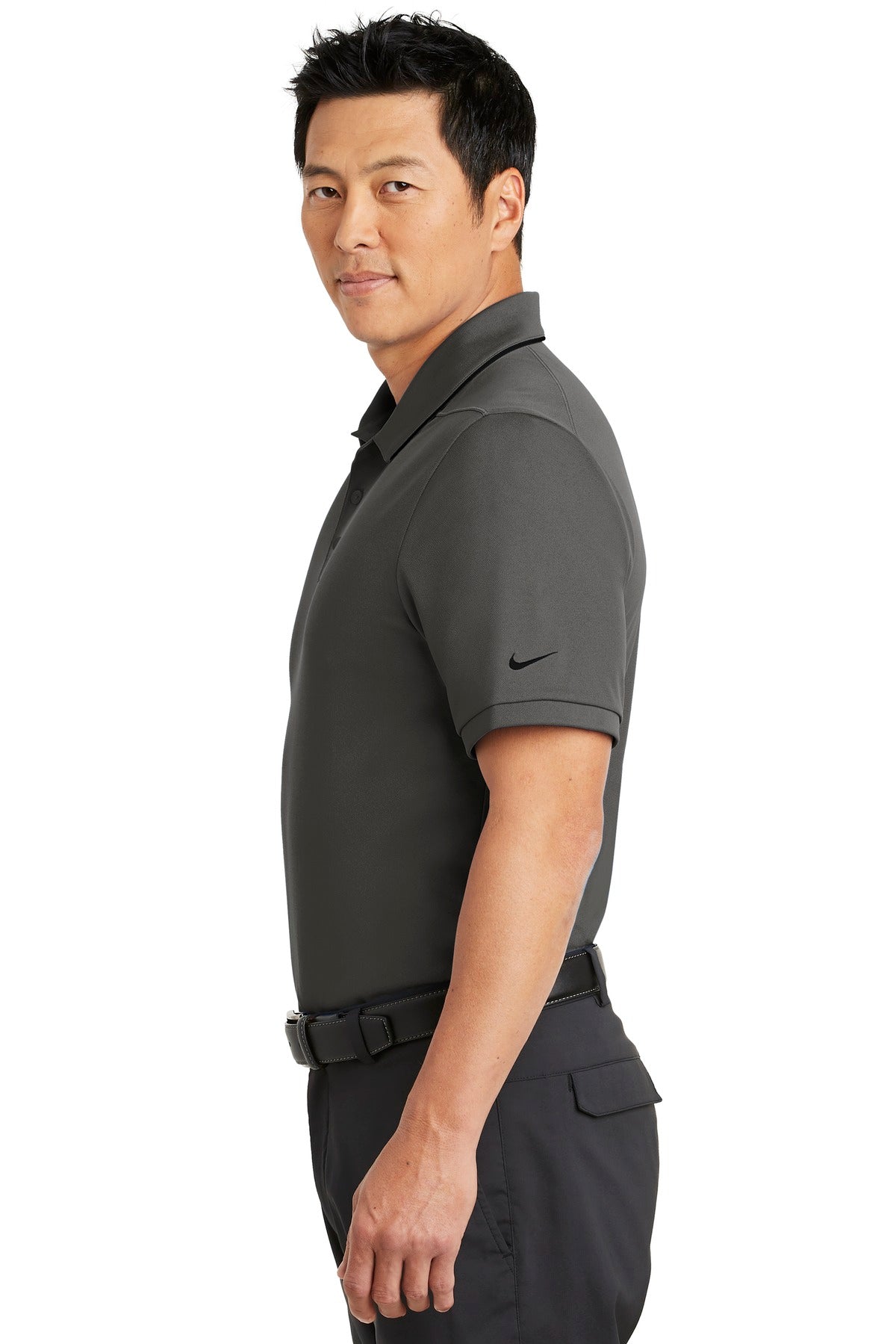 DISCONTINUED Nike Dri-FIT Edge Tipped Polo. NKAA1849 - Anthracite/ Black - side