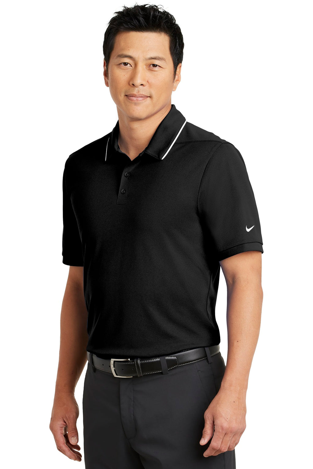 DISCONTINUED Nike Dri-FIT Edge Tipped Polo. NKAA1849 - Black/ White - three_q