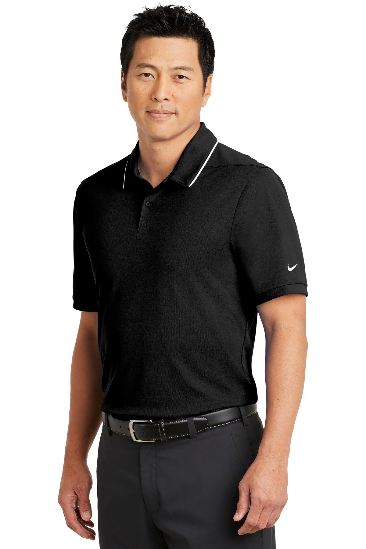 DISCONTINUED Nike Dri-FIT Edge Tipped Polo. NKAA1849 - Black/ White - three_q