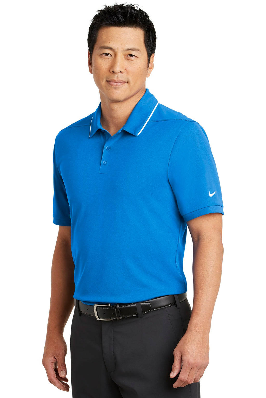 DISCONTINUED Nike Dri-FIT Edge Tipped Polo. NKAA1849 - Blue Sapphire/ White - three_q