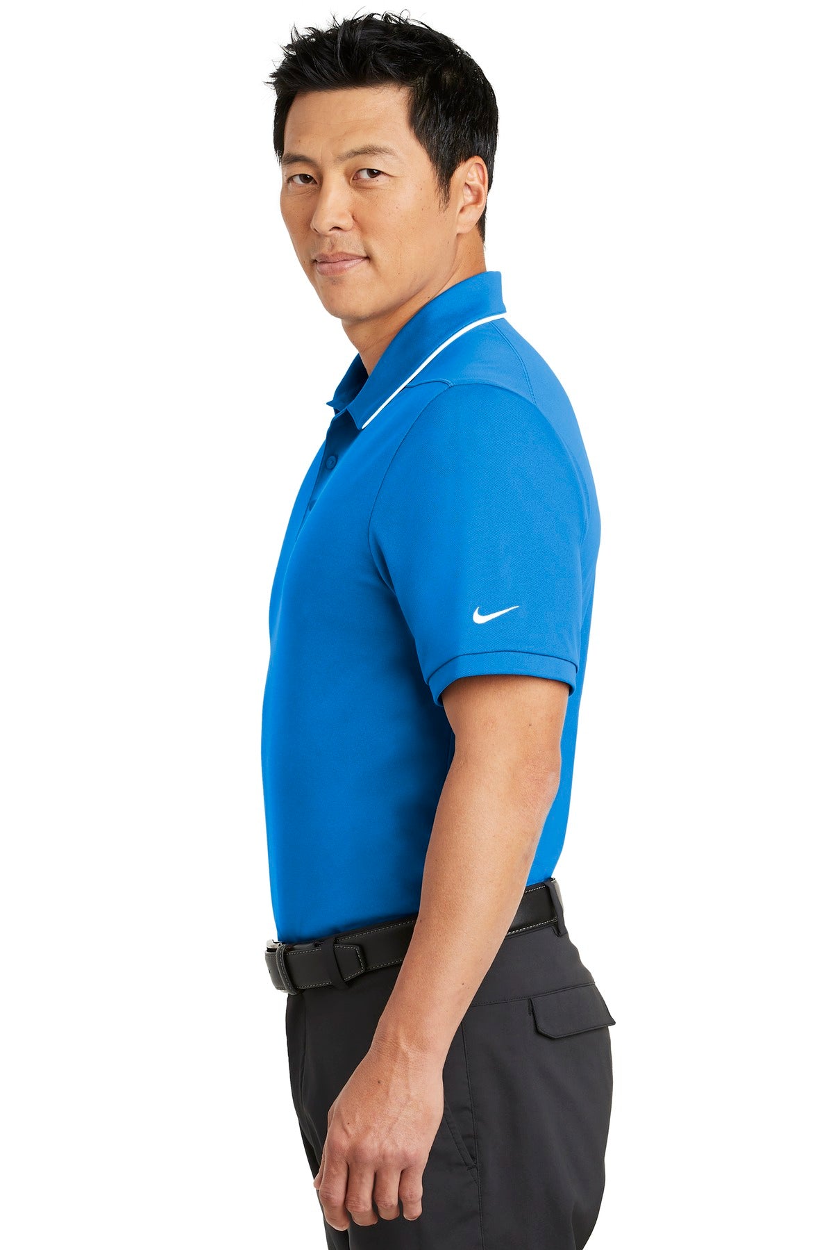 DISCONTINUED Nike Dri-FIT Edge Tipped Polo. NKAA1849 - Blue Sapphire/ White - side