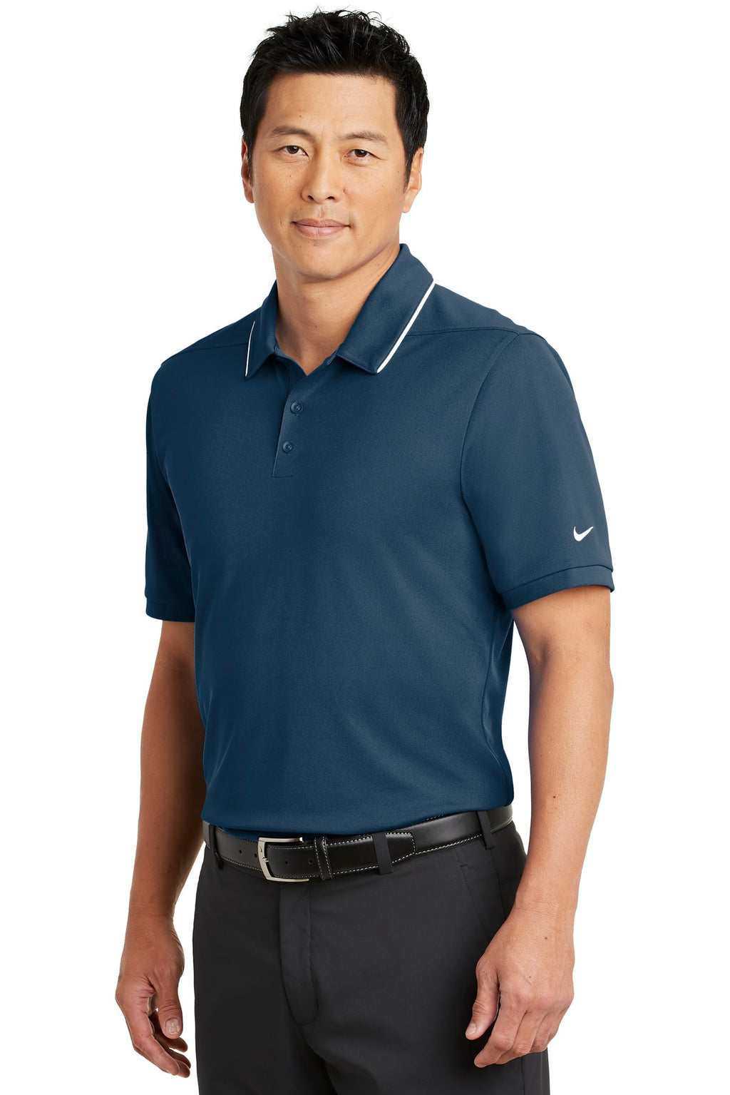 DISCONTINUED Nike Dri-FIT Edge Tipped Polo. NKAA1849 - Navy/ White - three_q
