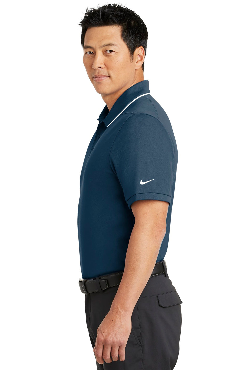 DISCONTINUED Nike Dri-FIT Edge Tipped Polo. NKAA1849 - Navy/ White - side