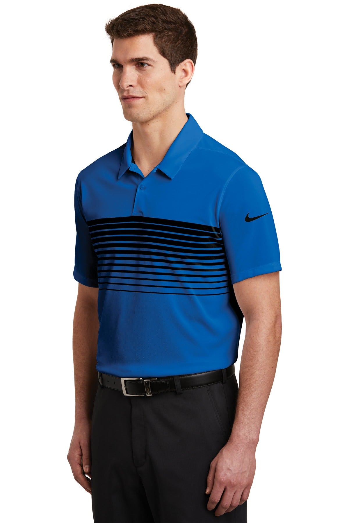 DISCONTINUED Nike Dri-FIT Chest Stripe Polo. NKAA1855 - Game Royal/ Black - three_q