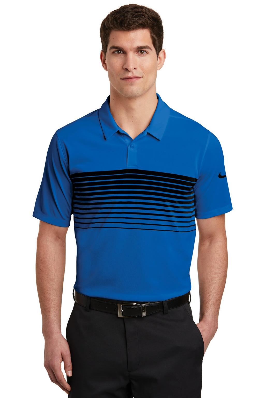 DISCONTINUED Nike Dri-FIT Chest Stripe Polo. NKAA1855 - Game Royal/ Black - front