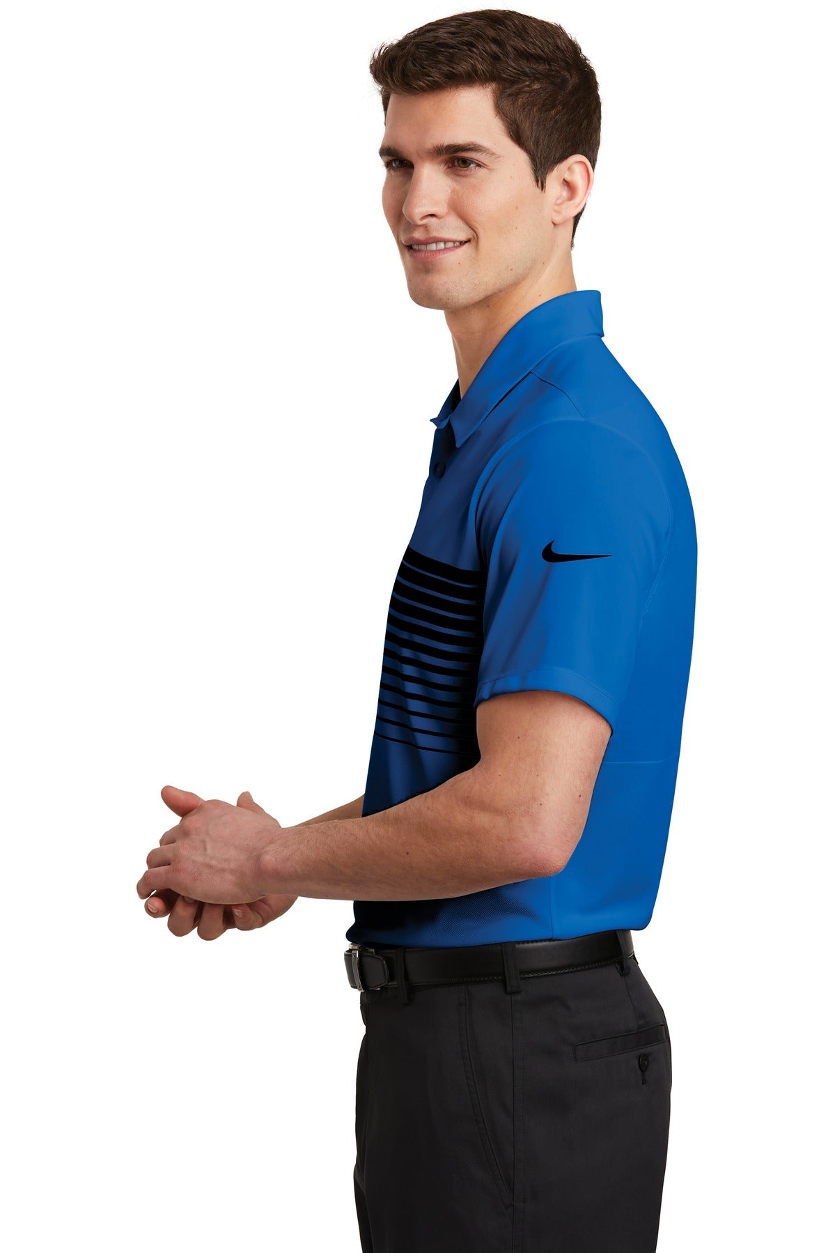 DISCONTINUED Nike Dri-FIT Chest Stripe Polo. NKAA1855 - Game Royal/ Black - side