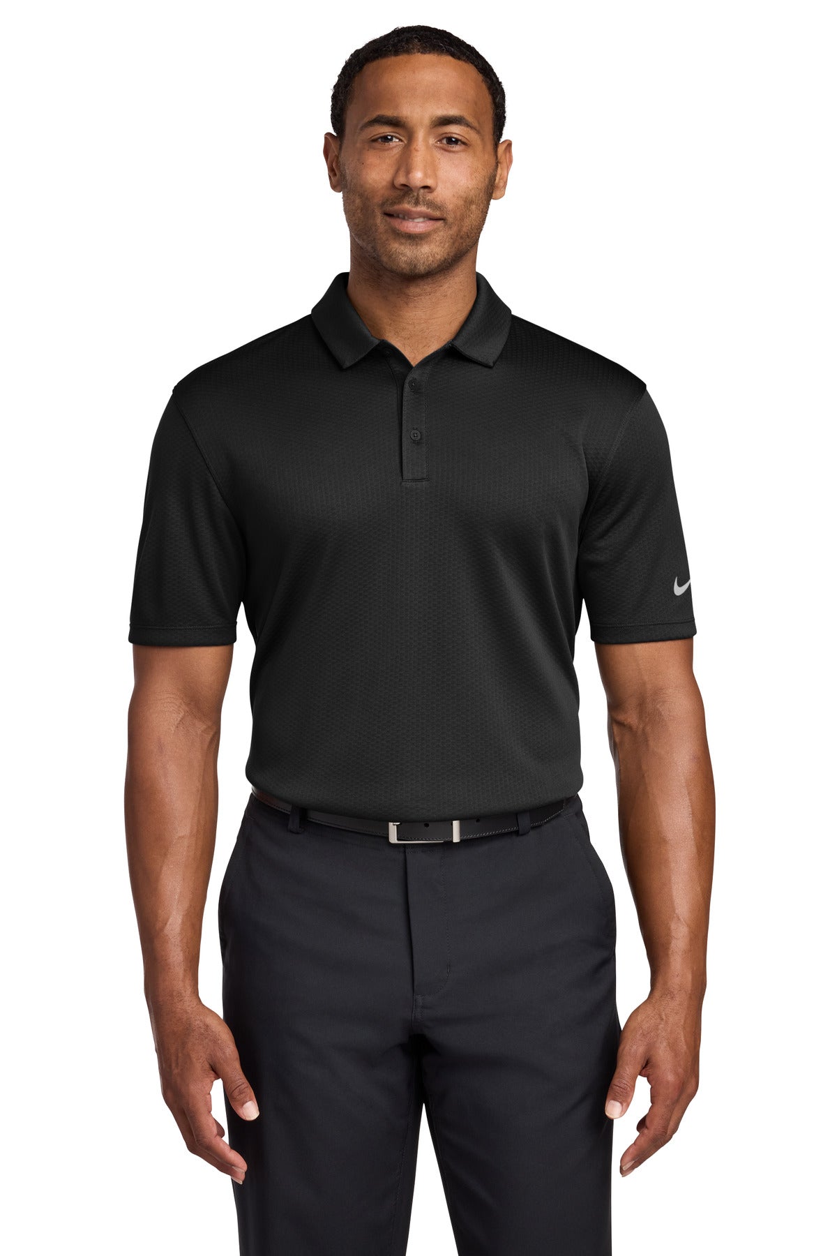 Nike Dri-FIT Hex Textured Polo. NKAH6266 - Black - front