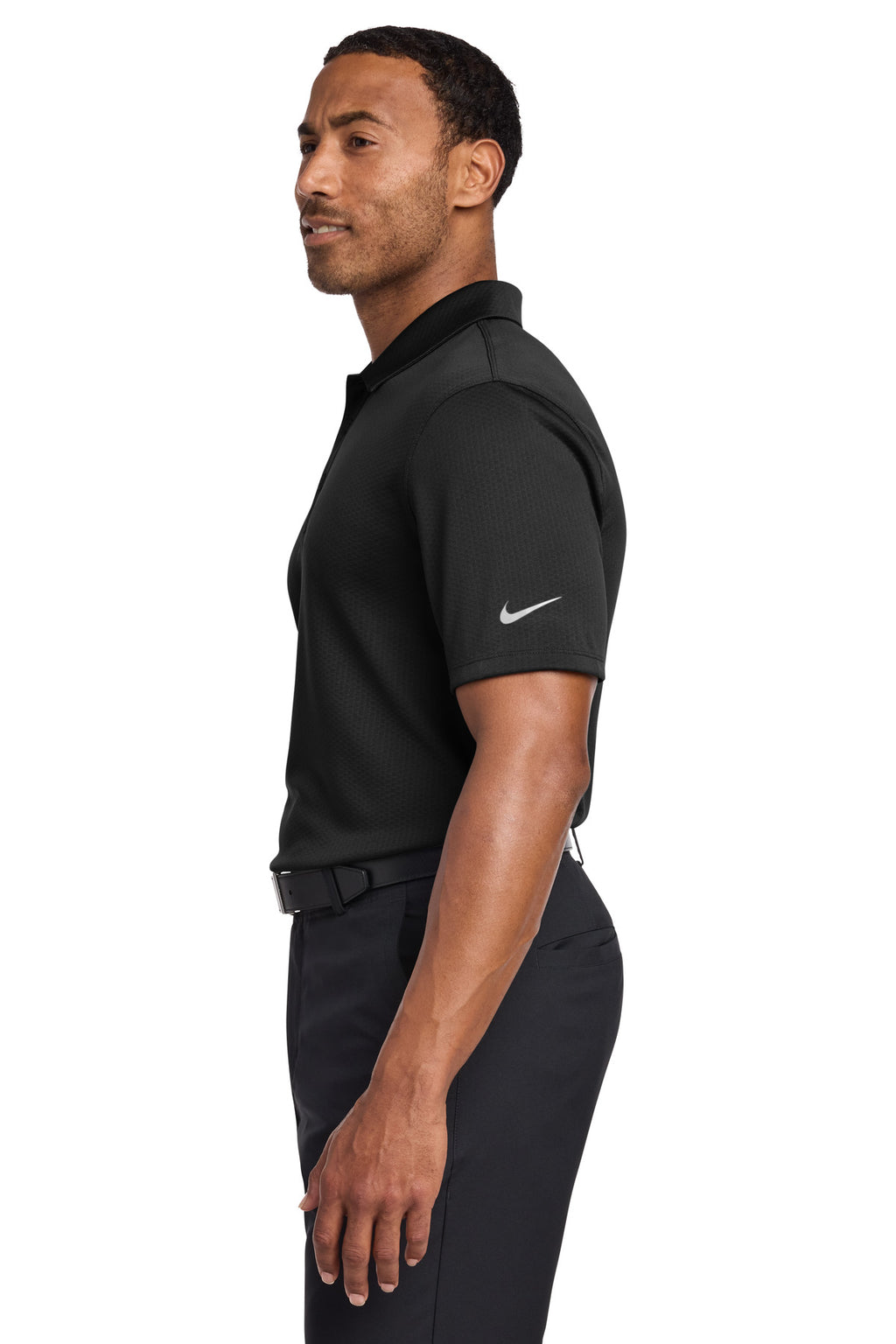 Nike Dri-FIT Hex Textured Polo. NKAH6266 - Black - side