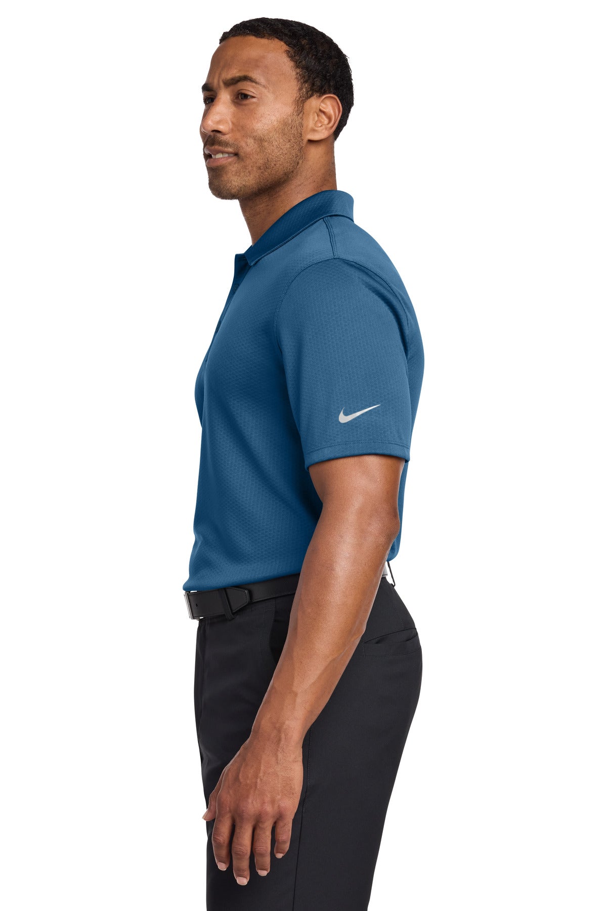 Nike Dri-FIT Hex Textured Polo. NKAH6266 - Court Blue - side
