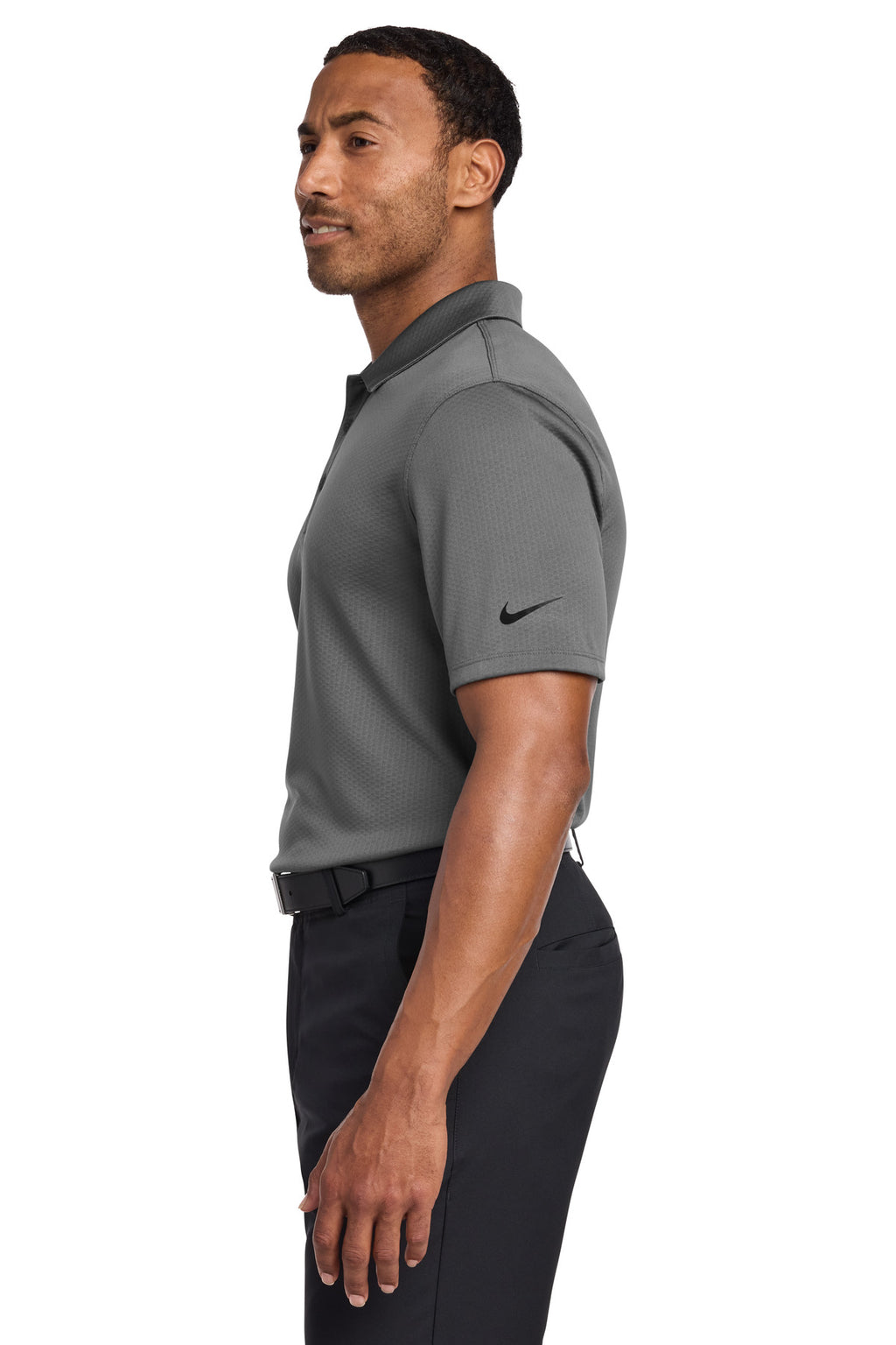 Nike Dri-FIT Hex Textured Polo. NKAH6266 - Dark Grey - side