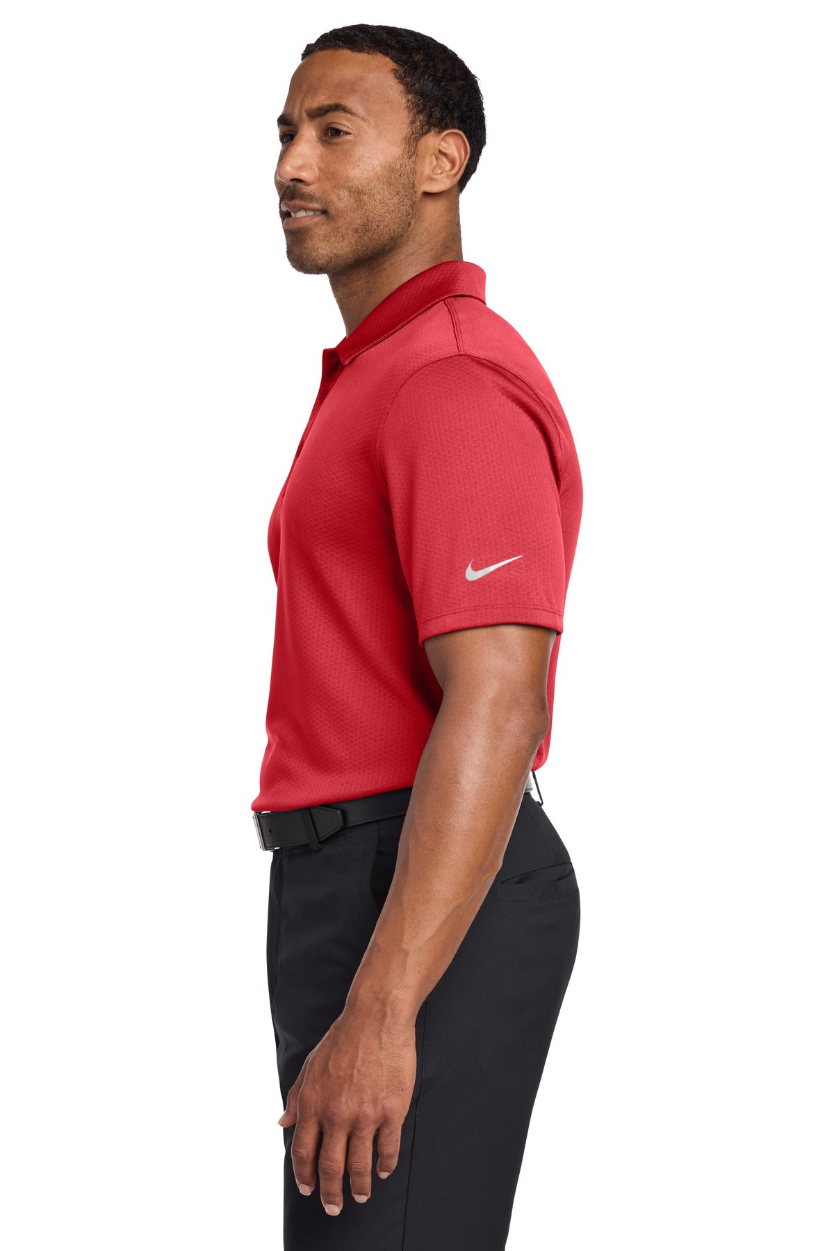 Nike Dri-FIT Hex Textured Polo. NKAH6266 - Gym Red - side