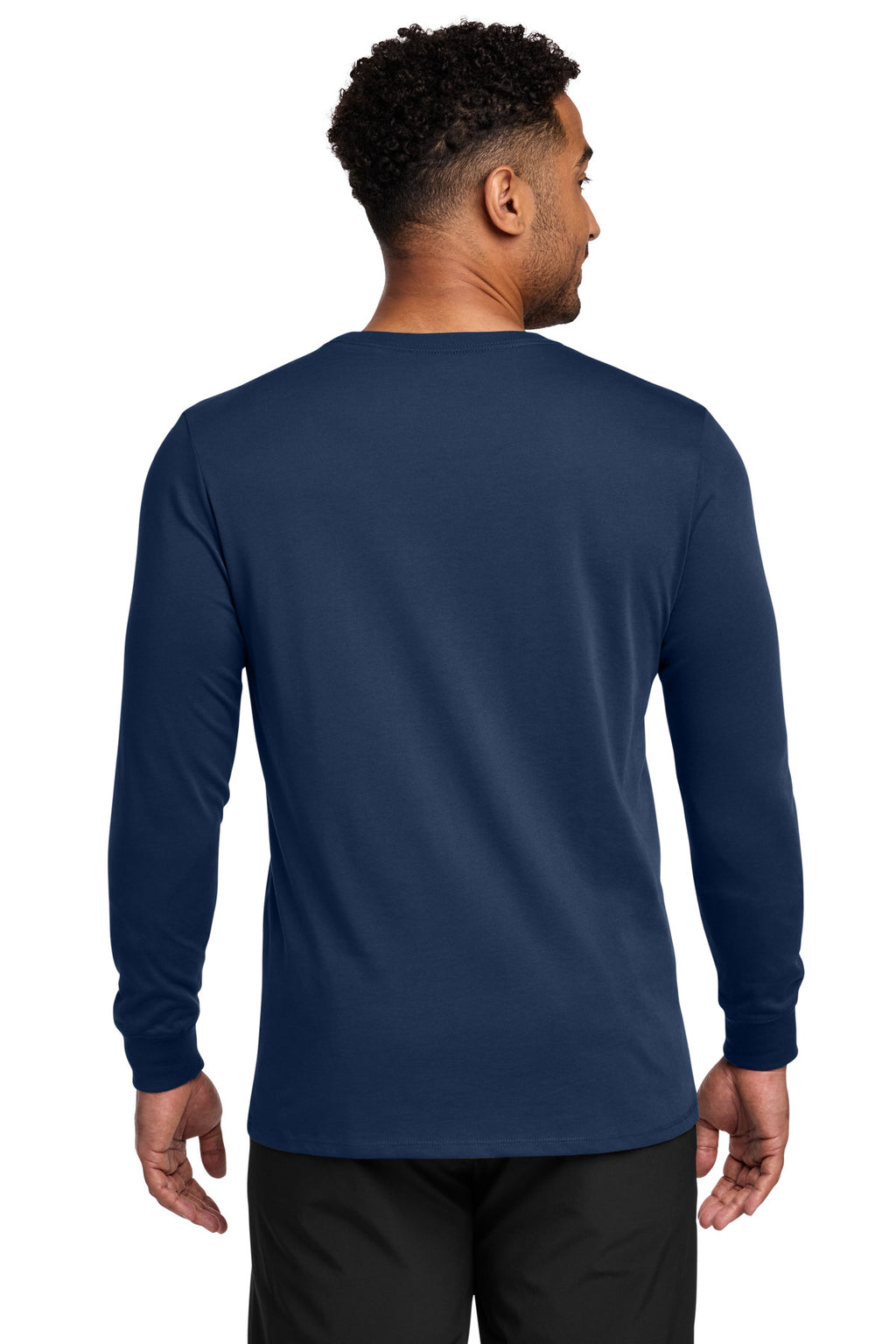 Nike Dri-FIT Cotton/Poly Long Sleeve Tee. NKBQ5230 - College Navy - back