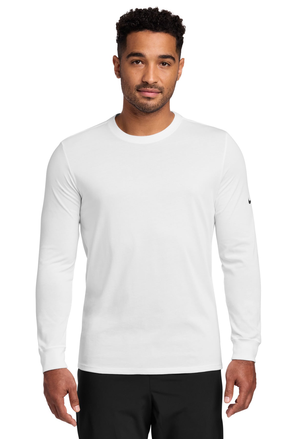 Nike Dri-FIT Cotton/Poly Long Sleeve Tee. NKBQ5230 - White - front