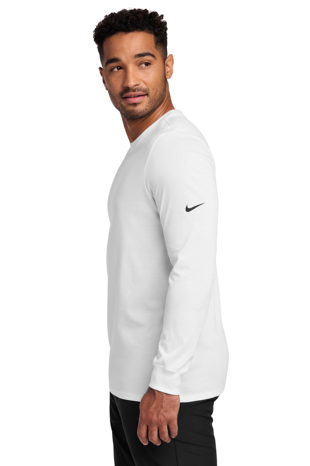 Nike Dri-FIT Cotton/Poly Long Sleeve Tee. NKBQ5230 - White - side