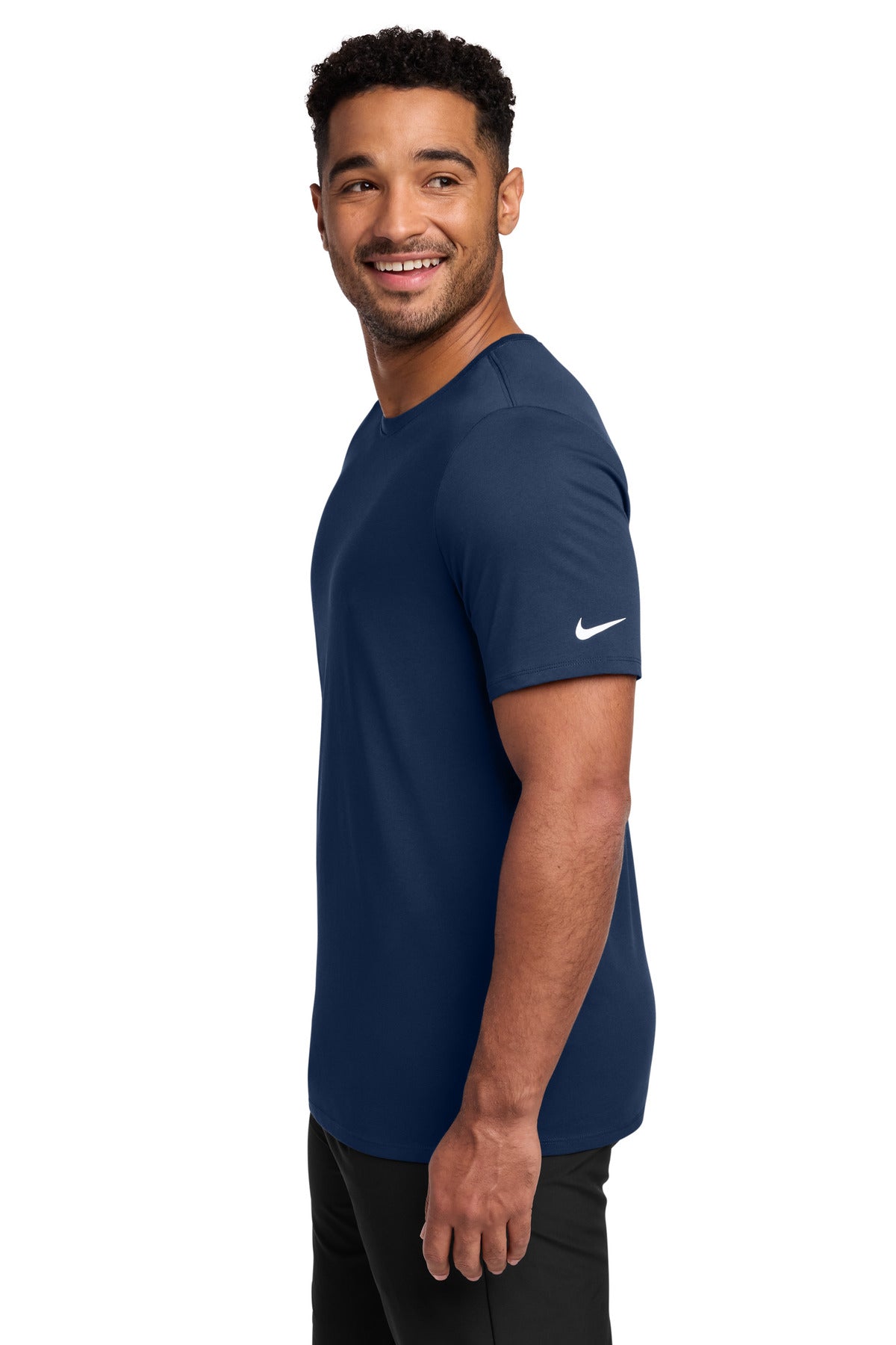 Nike Dri-FIT Cotton/Poly Tee. NKBQ5231 - College Navy - side