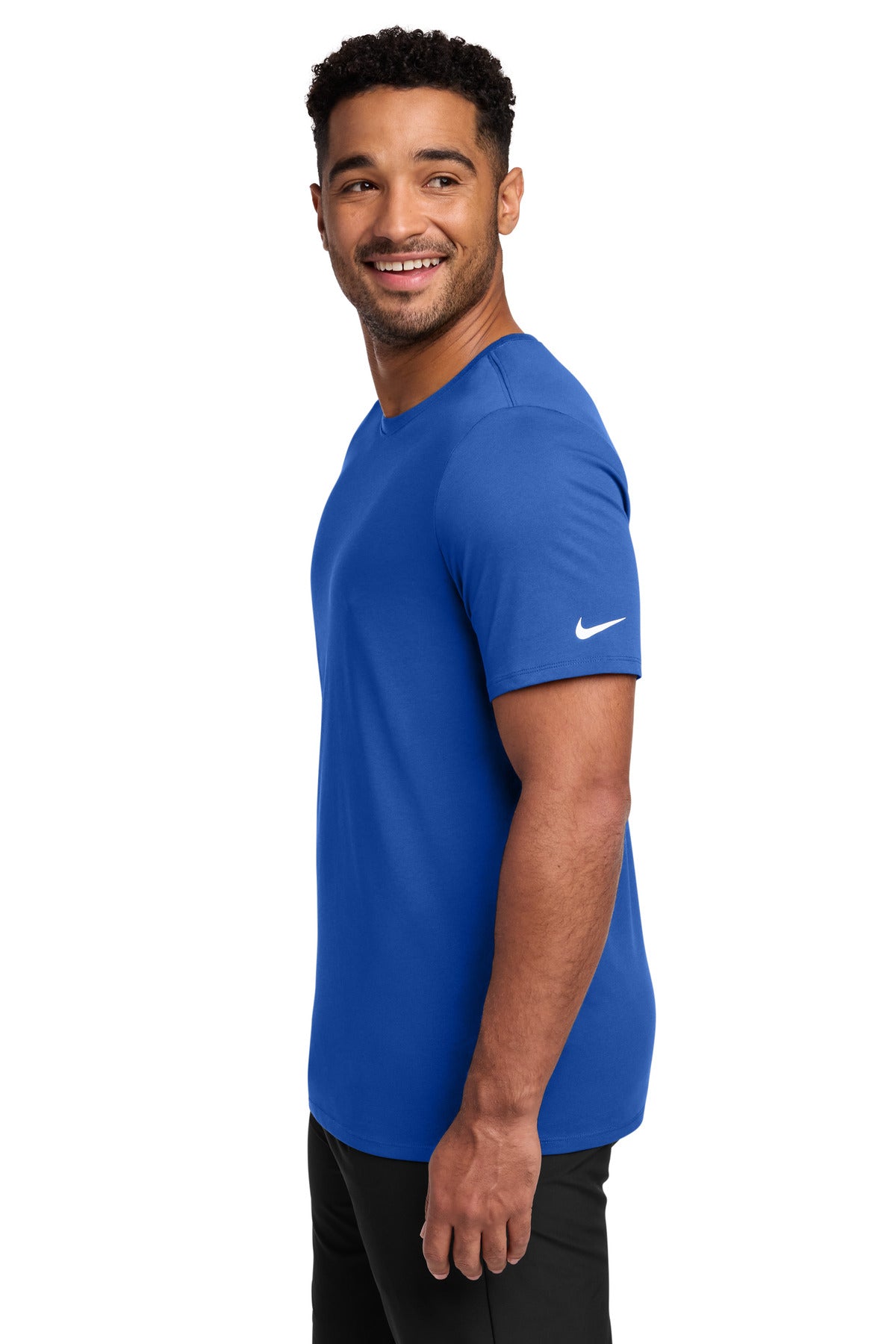 Nike Dri-FIT Cotton/Poly Tee. NKBQ5231 - Rush Blue - side