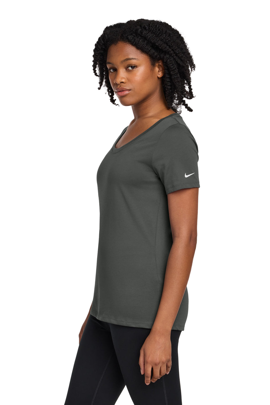 Nike Women's Dri-FIT Cotton/Poly Scoop Neck Tee. NKBQ5234 - Anthracite - side