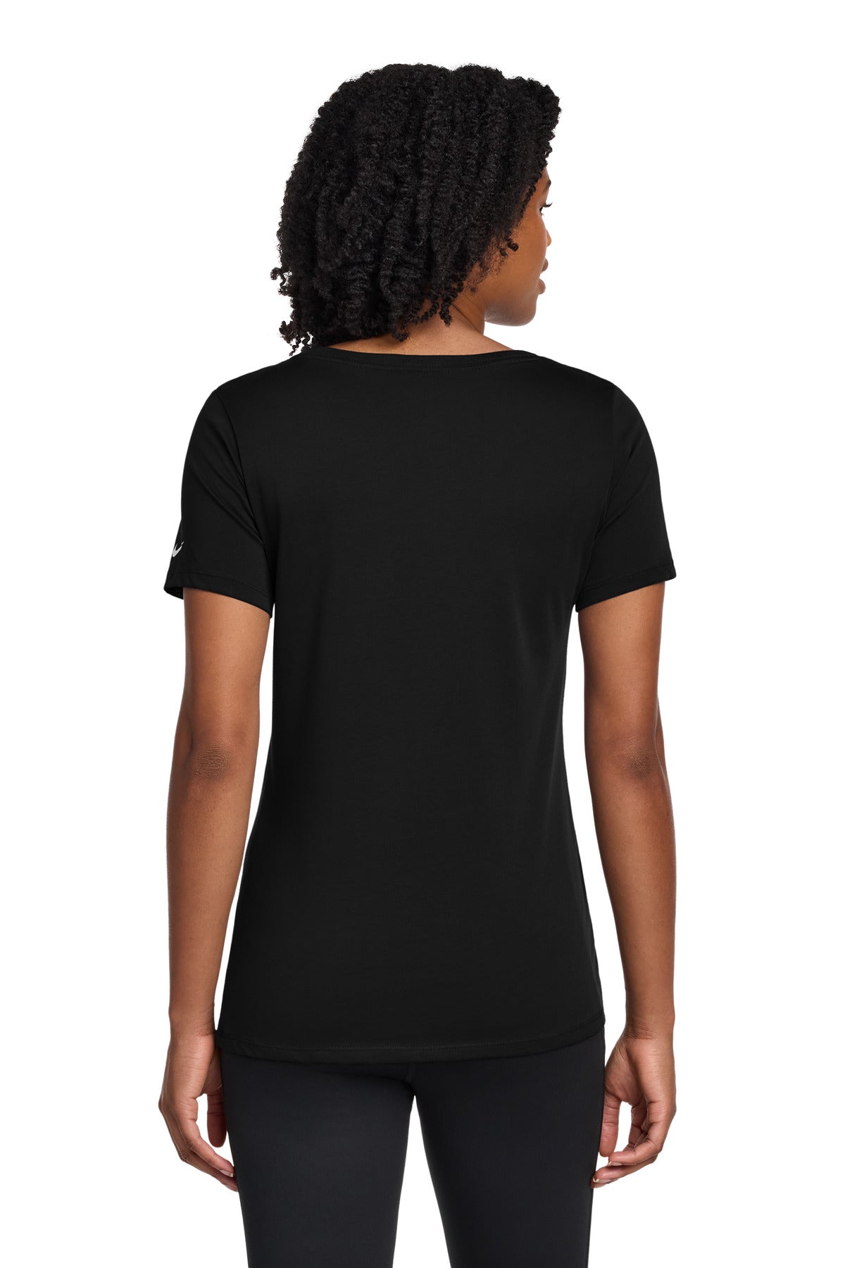 Nike Women's Dri-FIT Cotton/Poly Scoop Neck Tee. NKBQ5234 - Black - back