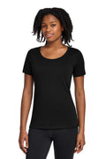 Nike Women's Dri-FIT Cotton/Poly Scoop Neck Tee. NKBQ5234 - Black - front
