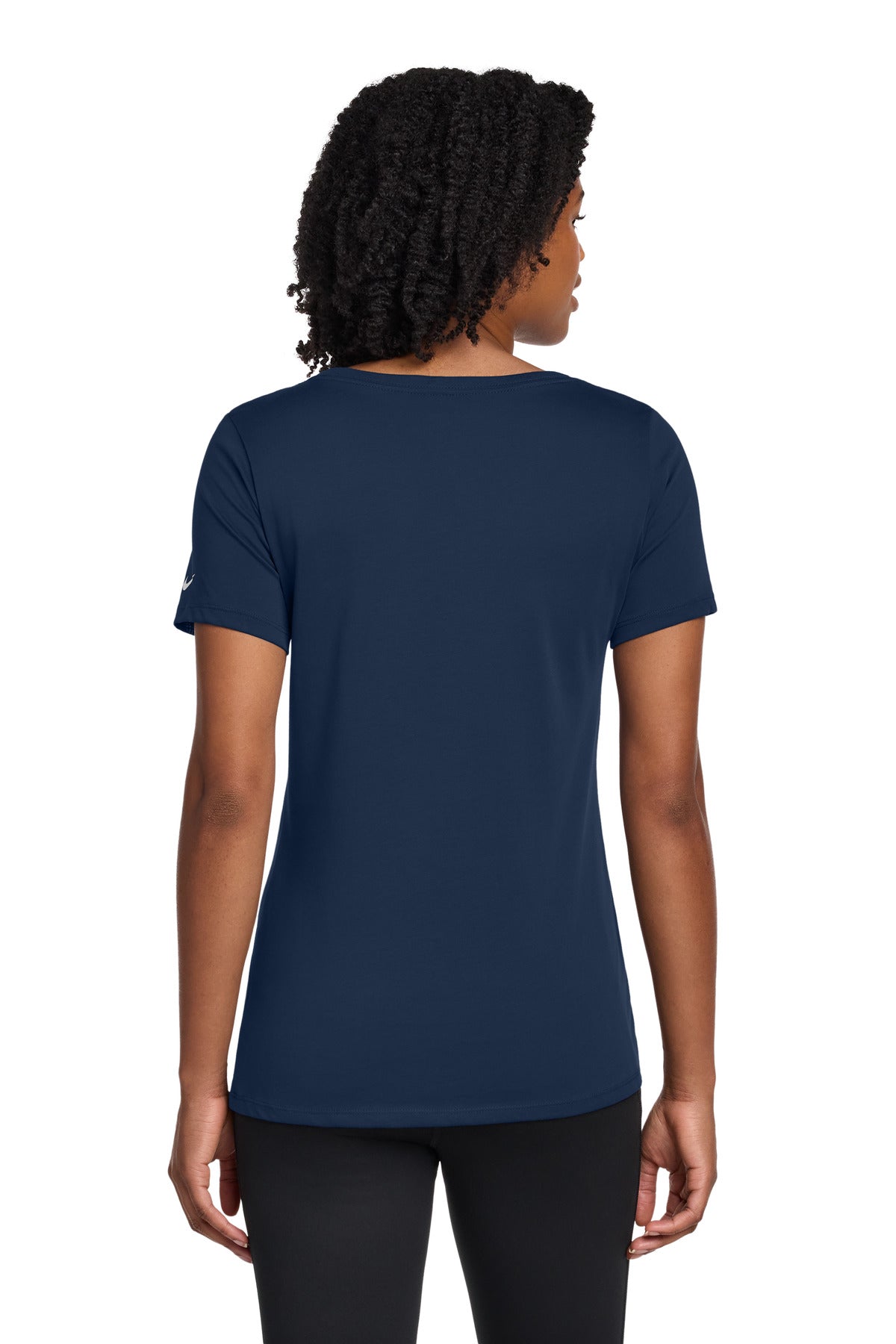 Nike Women's Dri-FIT Cotton/Poly Scoop Neck Tee. NKBQ5234 - College Navy - back