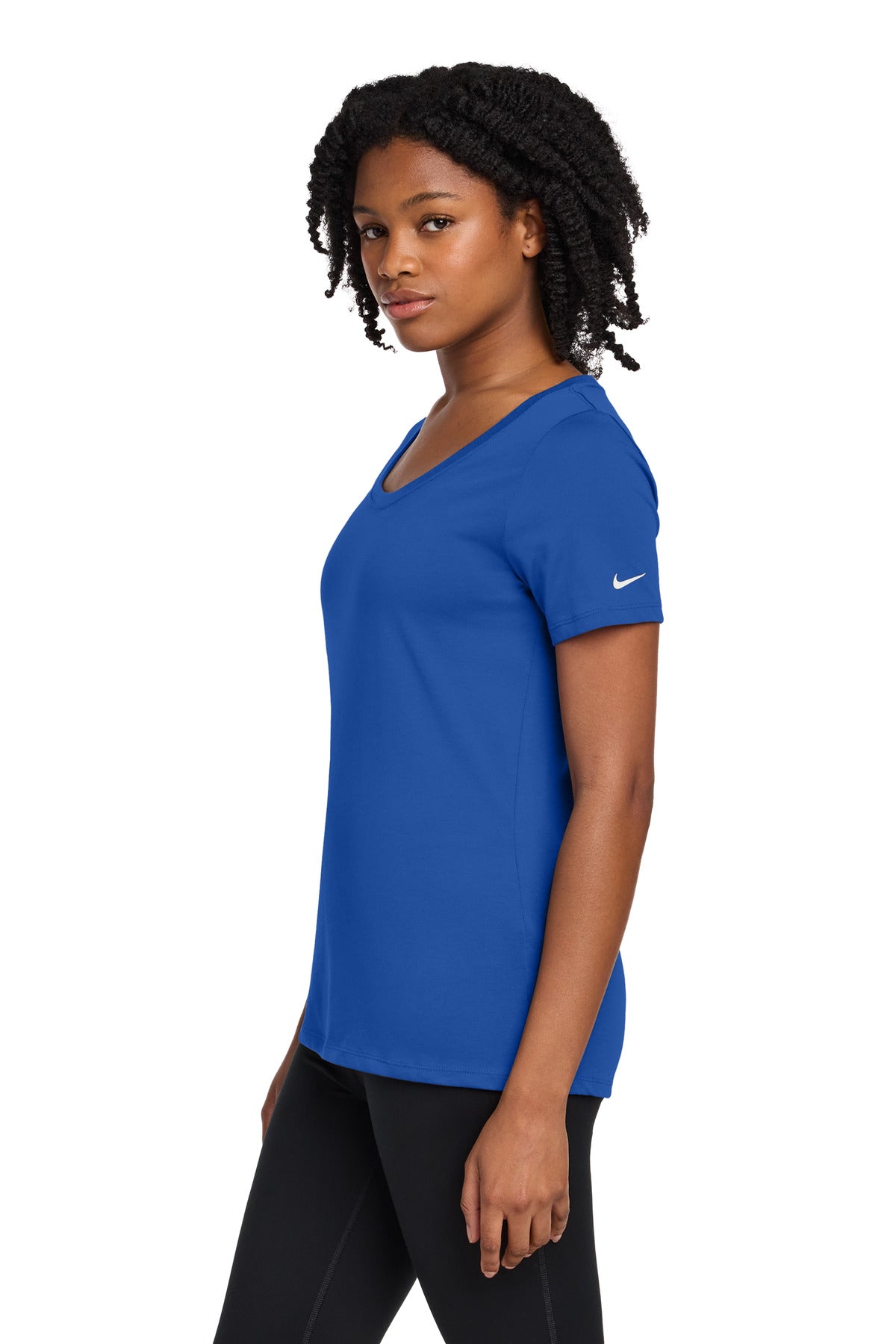 Nike Women's Dri-FIT Cotton/Poly Scoop Neck Tee. NKBQ5234 - Rush Blue - side