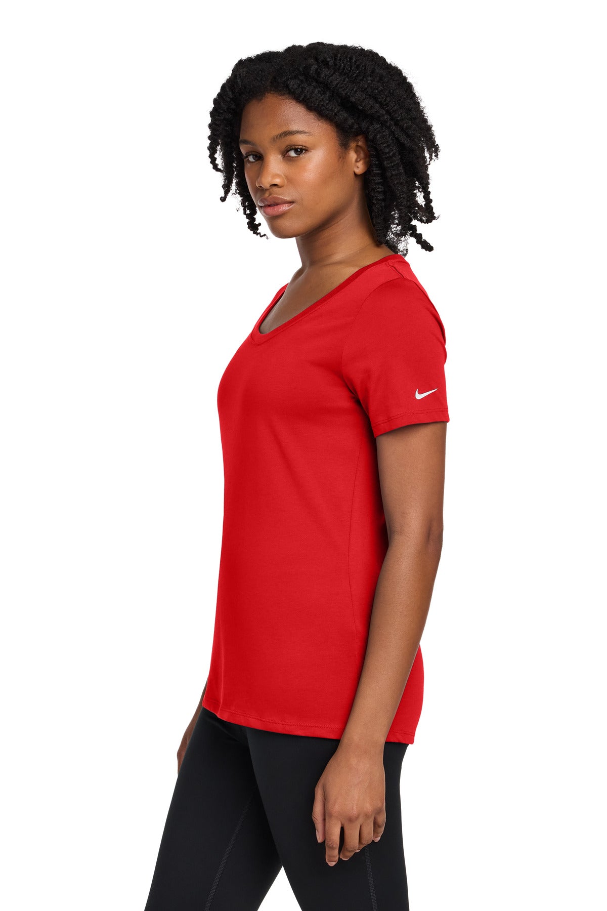 Nike Women's Dri-FIT Cotton/Poly Scoop Neck Tee. NKBQ5234 - University Red - side