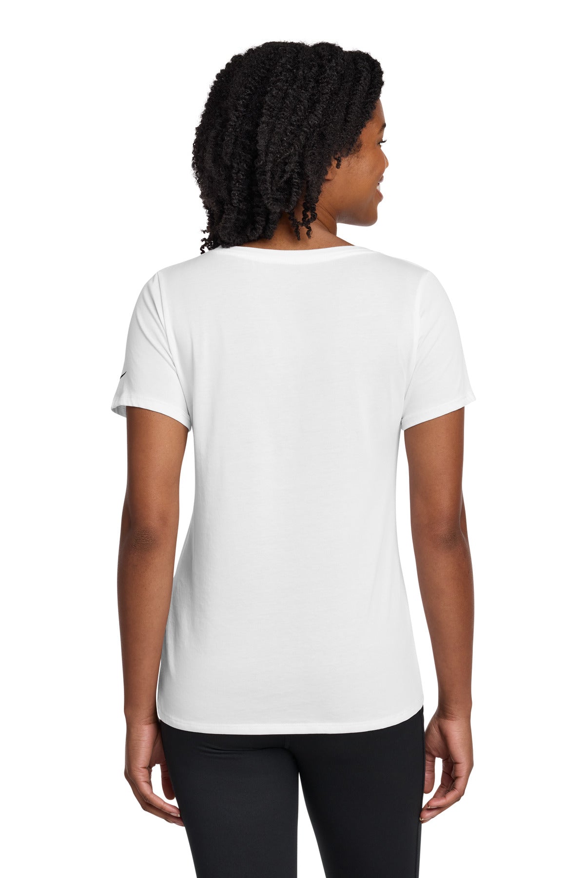 Nike Women's Dri-FIT Cotton/Poly Scoop Neck Tee. NKBQ5234 - White - back
