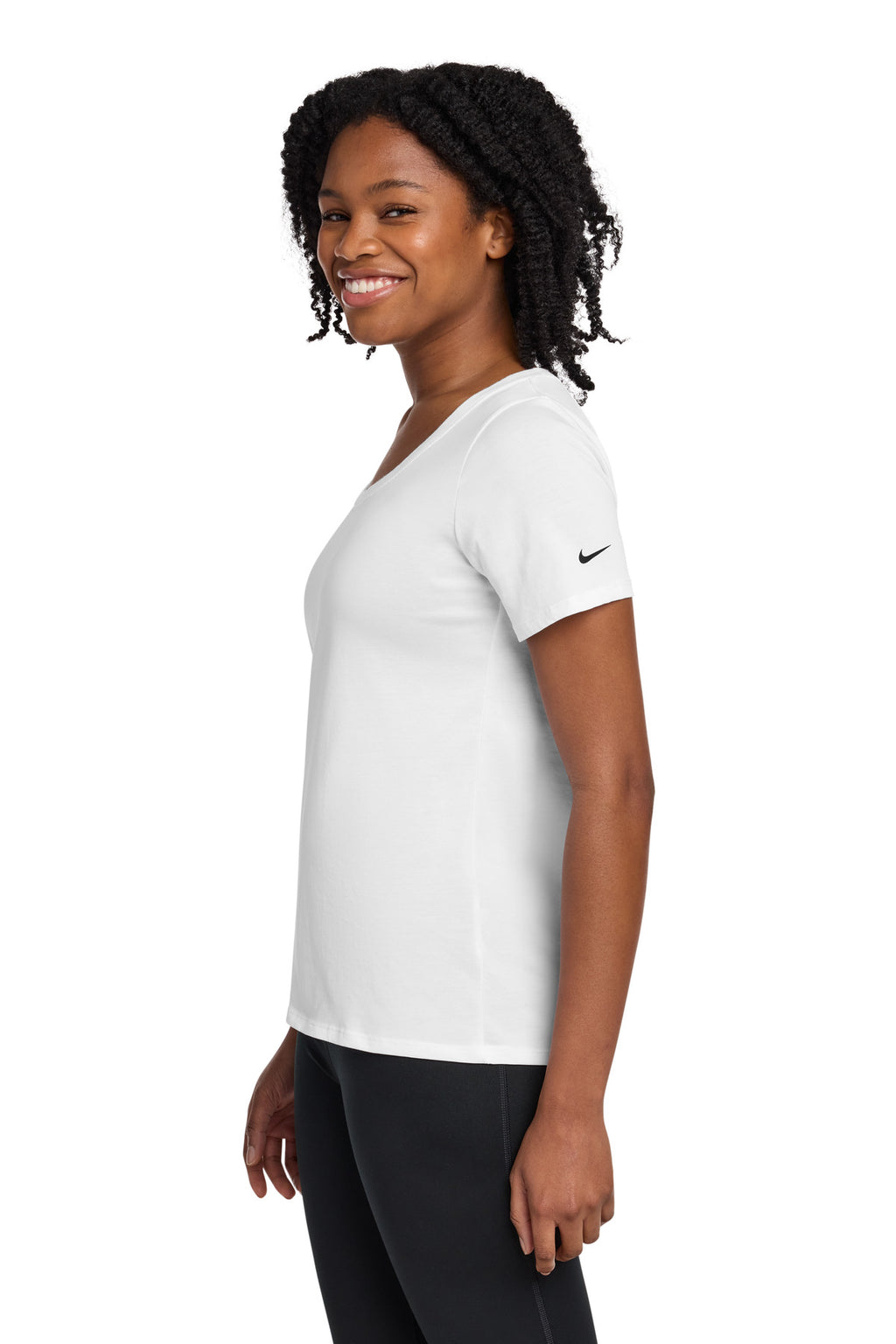 Nike Women's Dri-FIT Cotton/Poly Scoop Neck Tee. NKBQ5234 - White - side