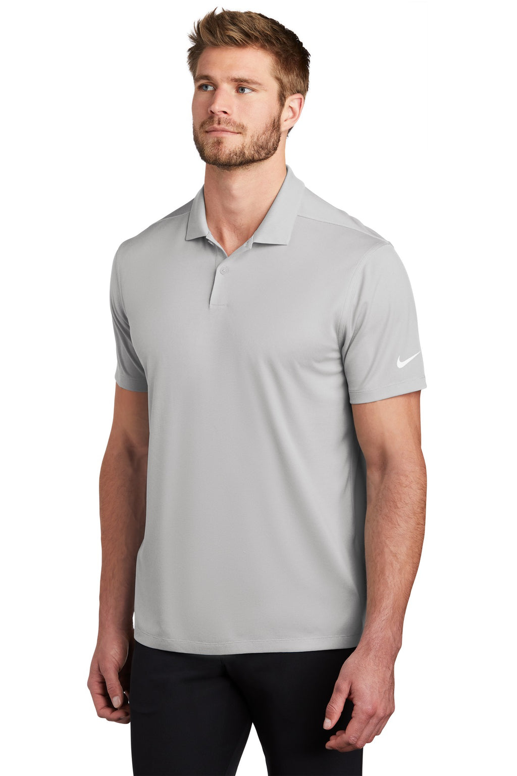 DISCONTINUED Nike Dry Victory Textured Polo NKBV6041 - Wolf Grey Heather - three_q