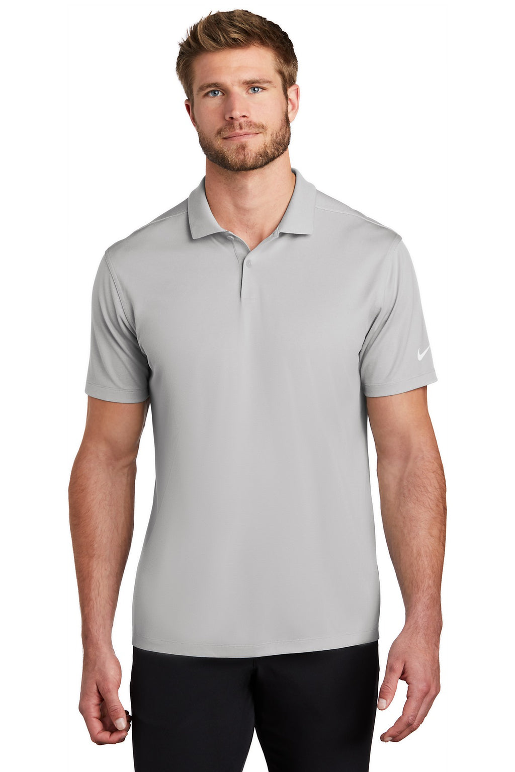 DISCONTINUED Nike Dry Victory Textured Polo NKBV6041 - Wolf Grey Heather - front