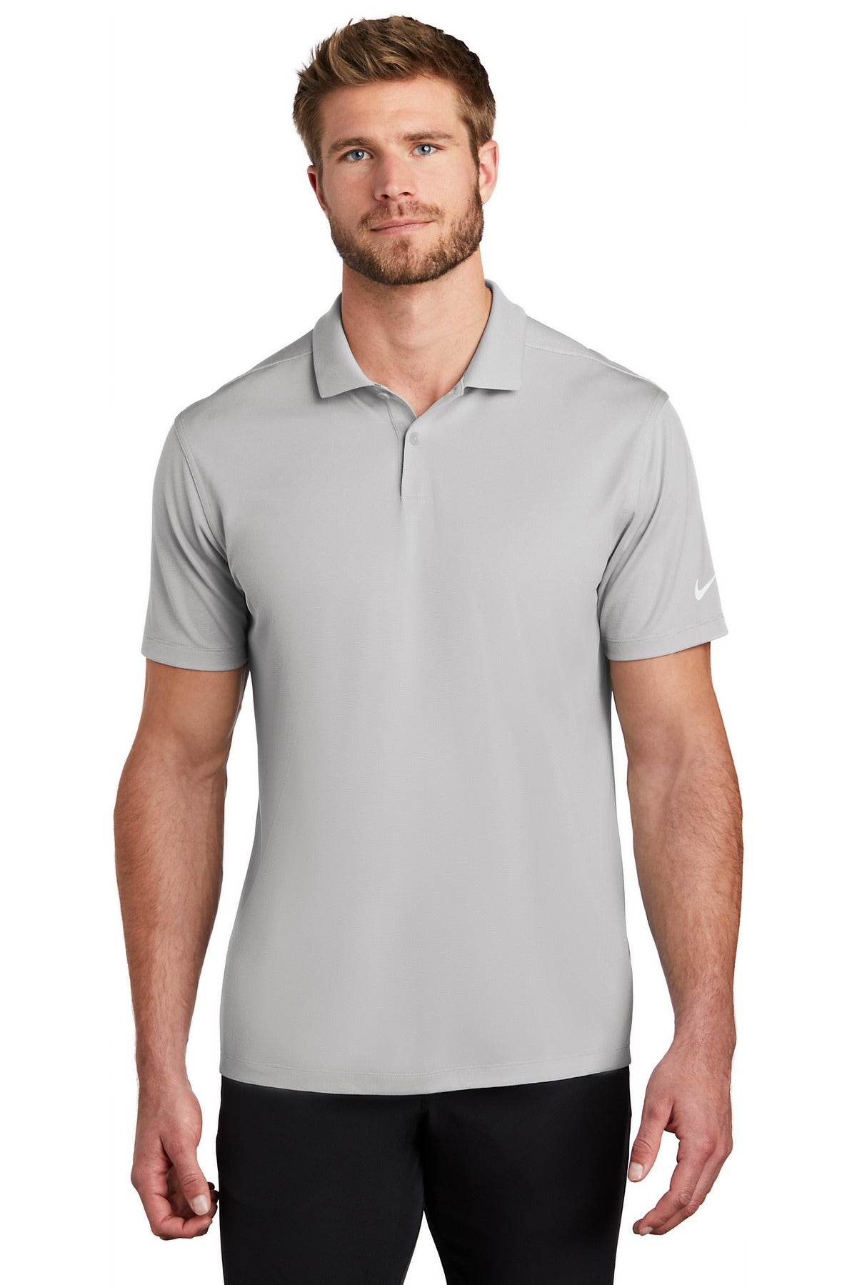 DISCONTINUED Nike Dry Victory Textured Polo NKBV6041 - Wolf Grey Heather - front