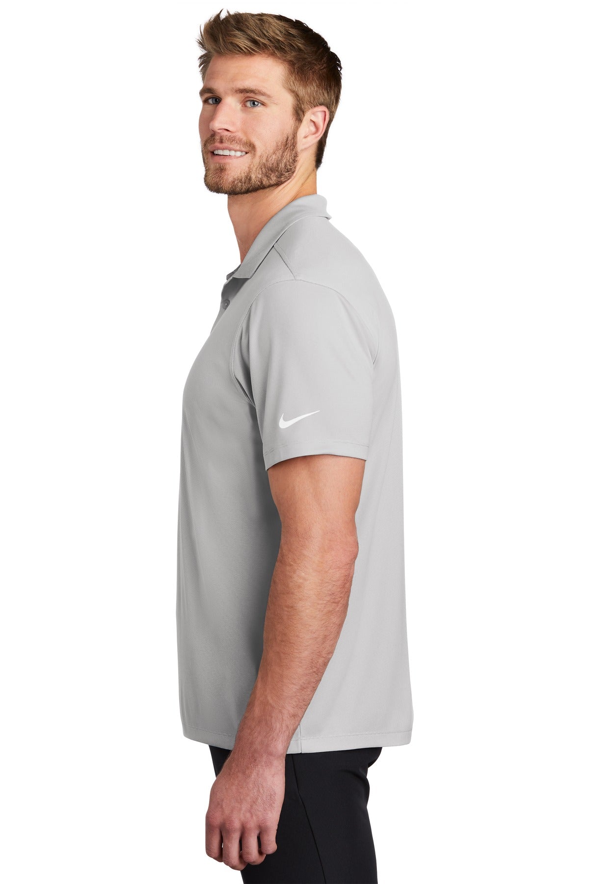 DISCONTINUED Nike Dry Victory Textured Polo NKBV6041 - Wolf Grey Heather - side