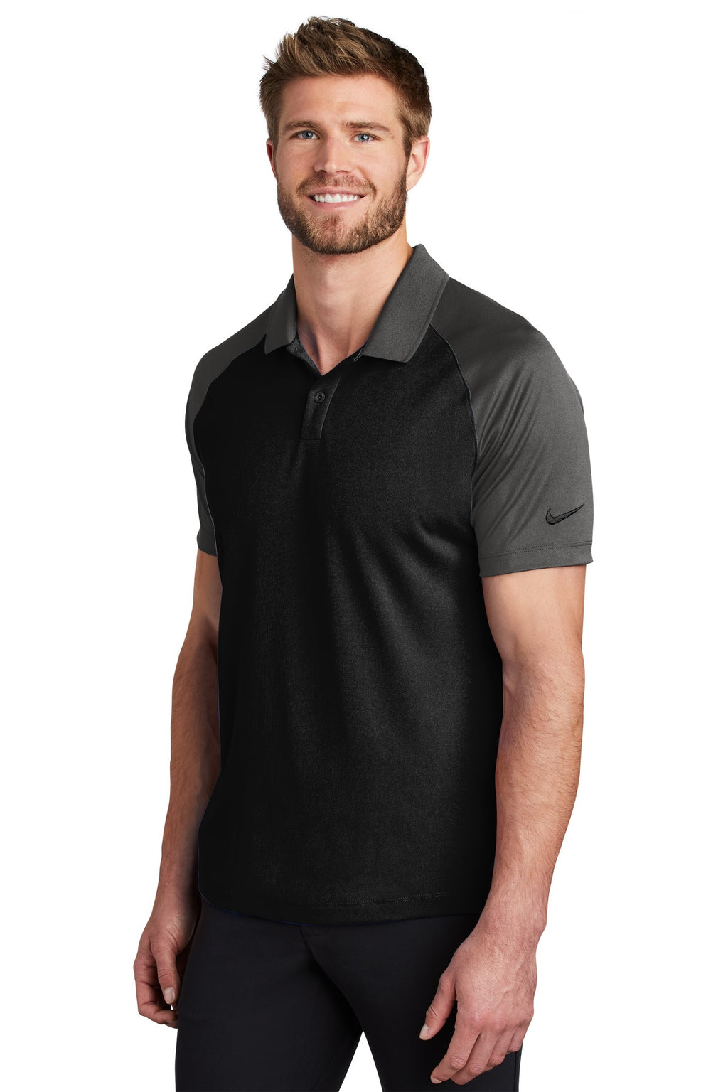 DISCONTINUED Nike Dry Raglan Polo NKBV6047 - Black/ Anthracite - three_q