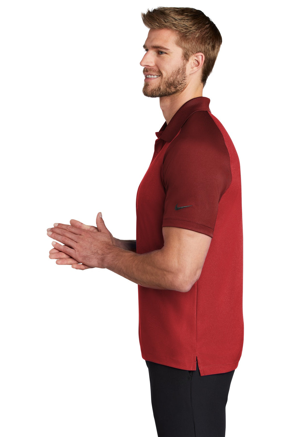 DISCONTINUED Nike Dry Raglan Polo NKBV6047 - Gym Red/ Team Red - side