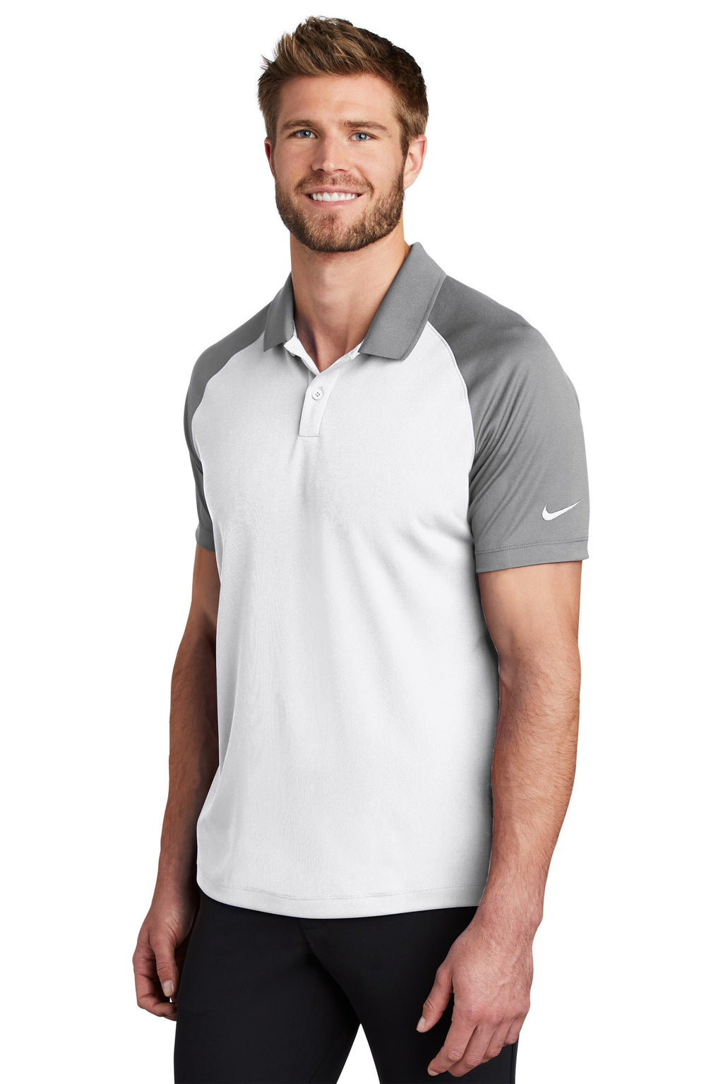 DISCONTINUED Nike Dry Raglan Polo NKBV6047 - White/ Cool Grey - three_q