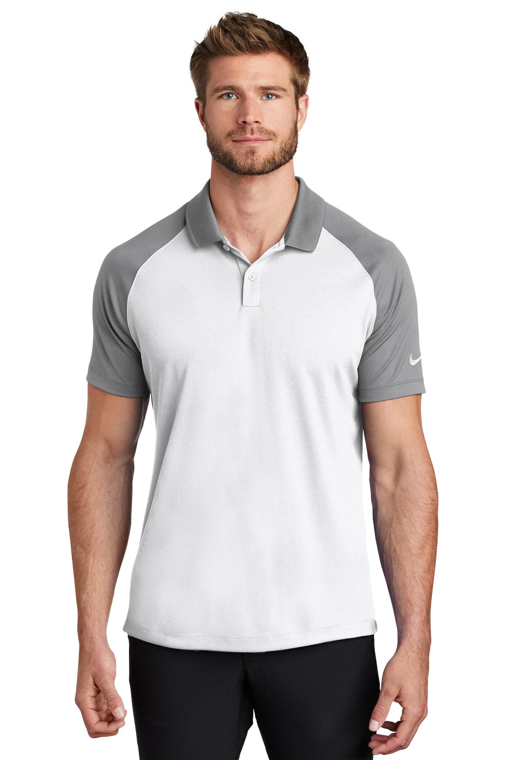 DISCONTINUED Nike Dry Raglan Polo NKBV6047 - White/ Cool Grey - front