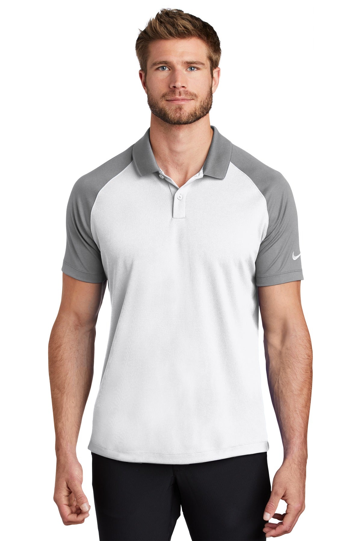 DISCONTINUED Nike Dry Raglan Polo NKBV6047 - White/ Cool Grey - front