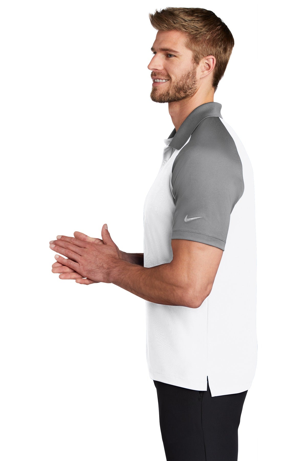 DISCONTINUED Nike Dry Raglan Polo NKBV6047 - White/ Cool Grey - side