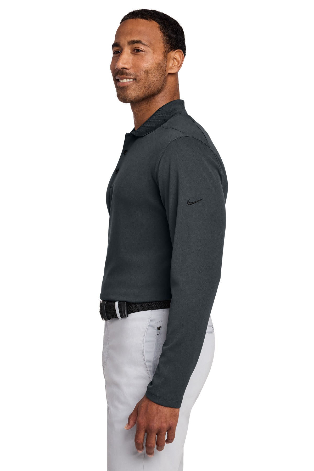 Nike Dri-FIT Micro Pique 2.0 Long Sleeve Polo NKDC2104 - Anthracite - side