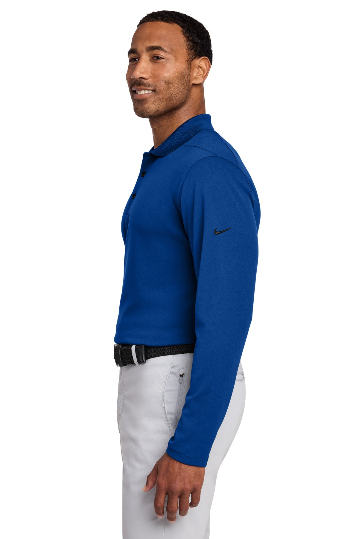 Nike Dri-FIT Micro Pique 2.0 Long Sleeve Polo NKDC2104 - Gym Blue - side