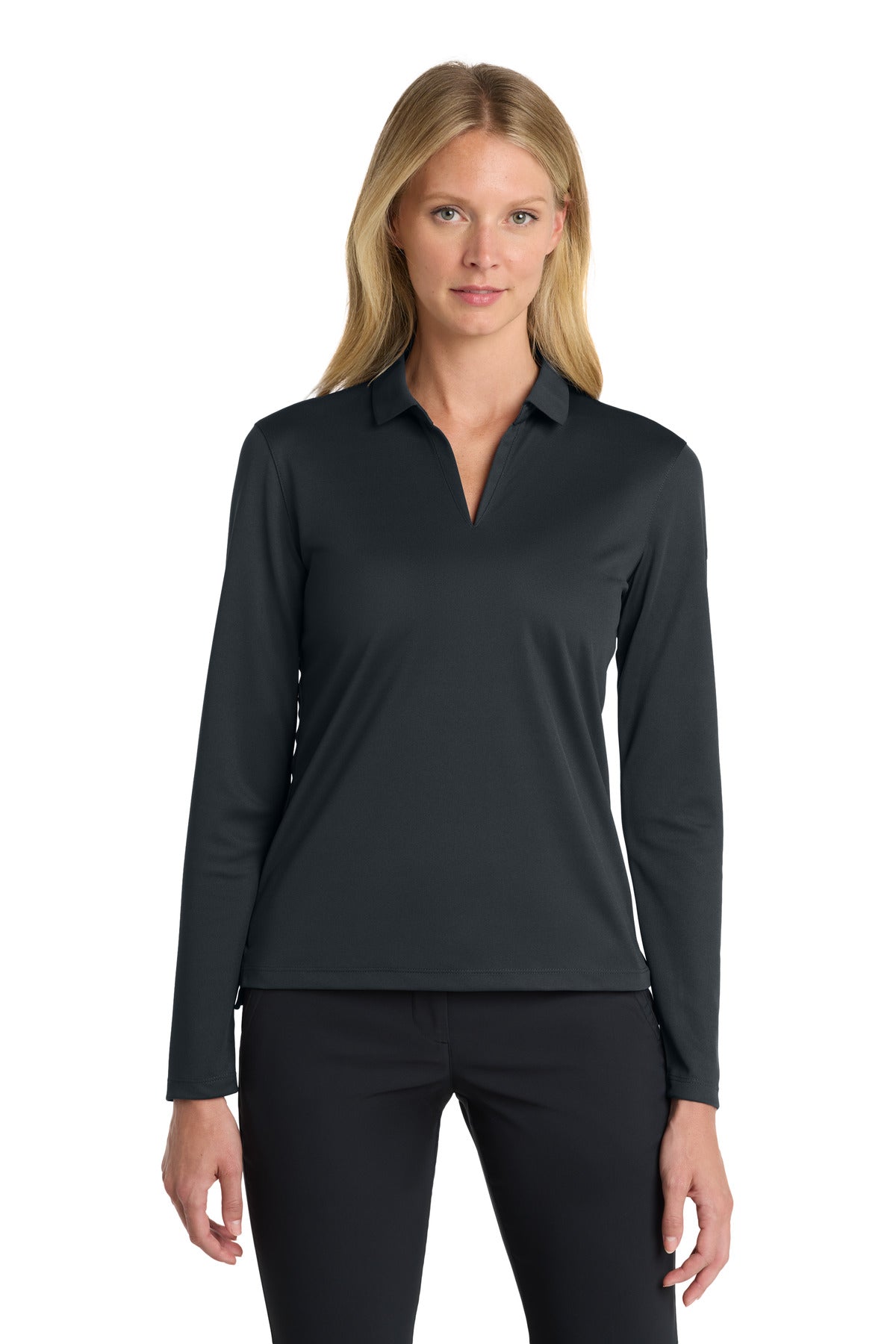 Nike Women's Dri-FIT Micro Pique 2.0 Long Sleeve Polo NKDC2105 - Anthracite - front