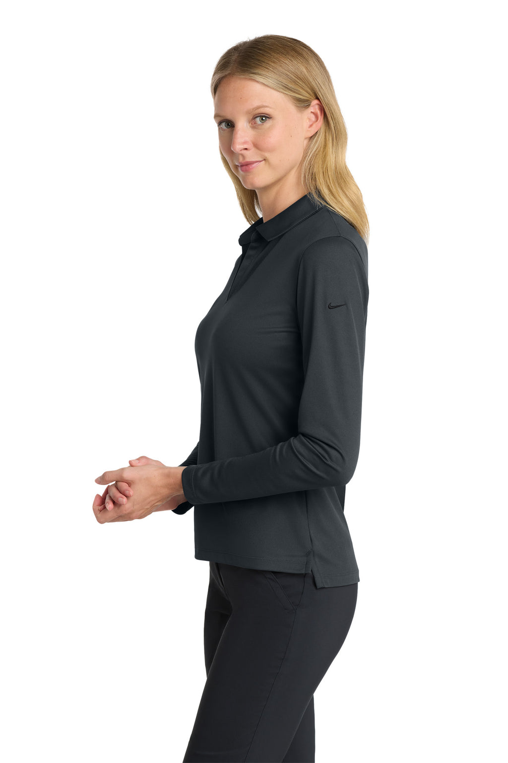 Nike Women's Dri-FIT Micro Pique 2.0 Long Sleeve Polo NKDC2105 - Anthracite - side