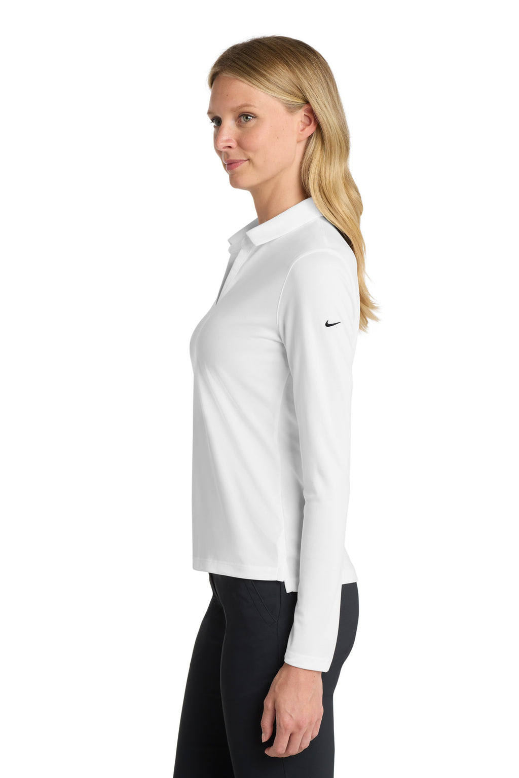 Nike Women's Dri-FIT Micro Pique 2.0 Long Sleeve Polo NKDC2105 - White - side