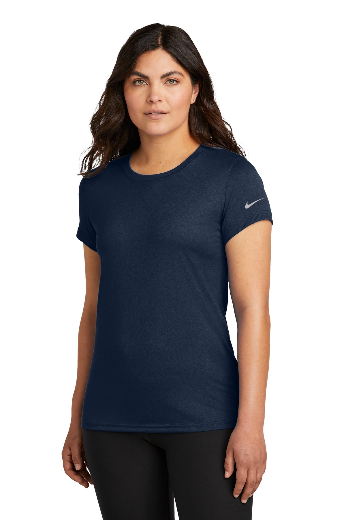 Nike Women's Swoosh Sleeve rLegend Tee NKDX8734 - College Navy - front