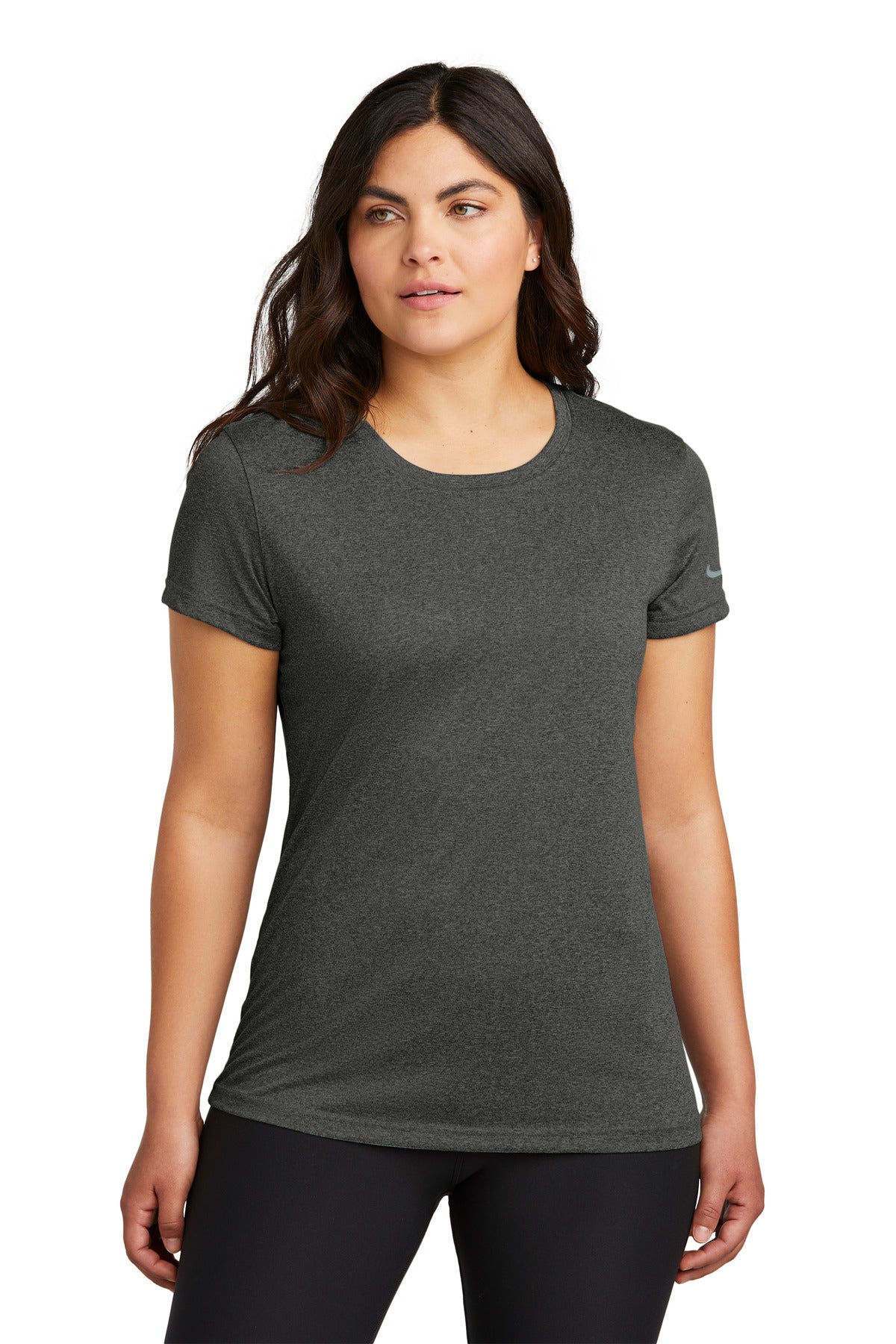 Nike Women's Swoosh Sleeve rLegend Tee NKDX8734 - Dark Smoke Heather - front