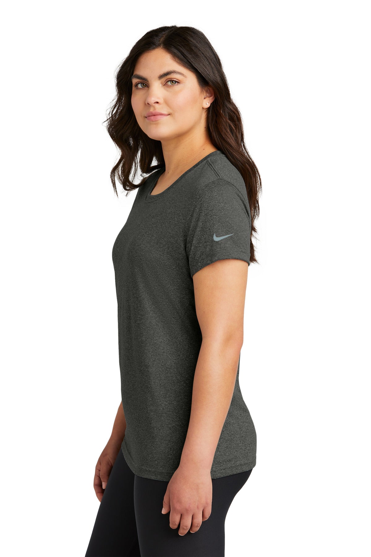 Nike Women's Swoosh Sleeve rLegend Tee NKDX8734 - Dark Smoke Heather - side