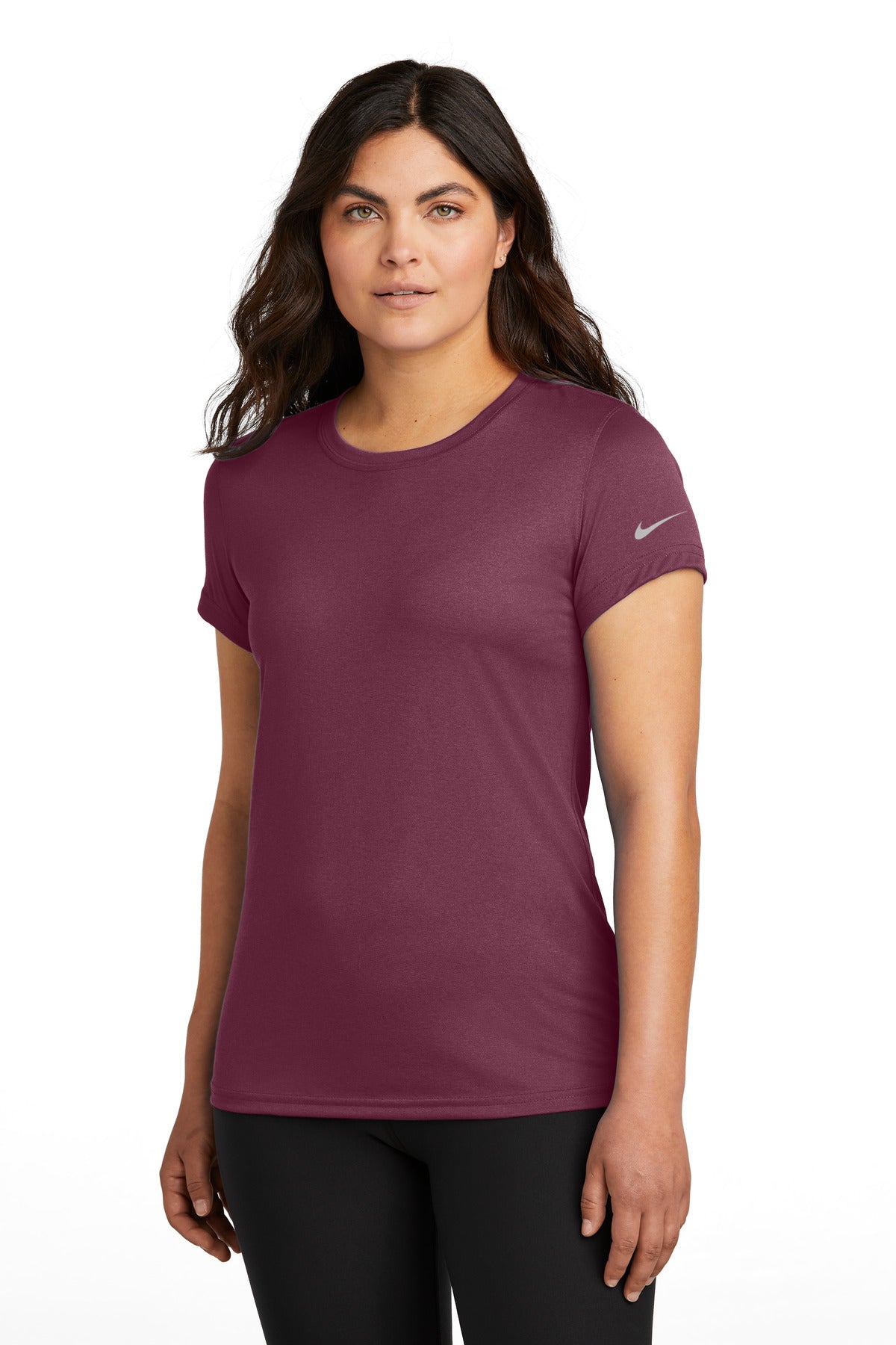 Nike Women's Swoosh Sleeve rLegend Tee NKDX8734 - Deep Maroon - front