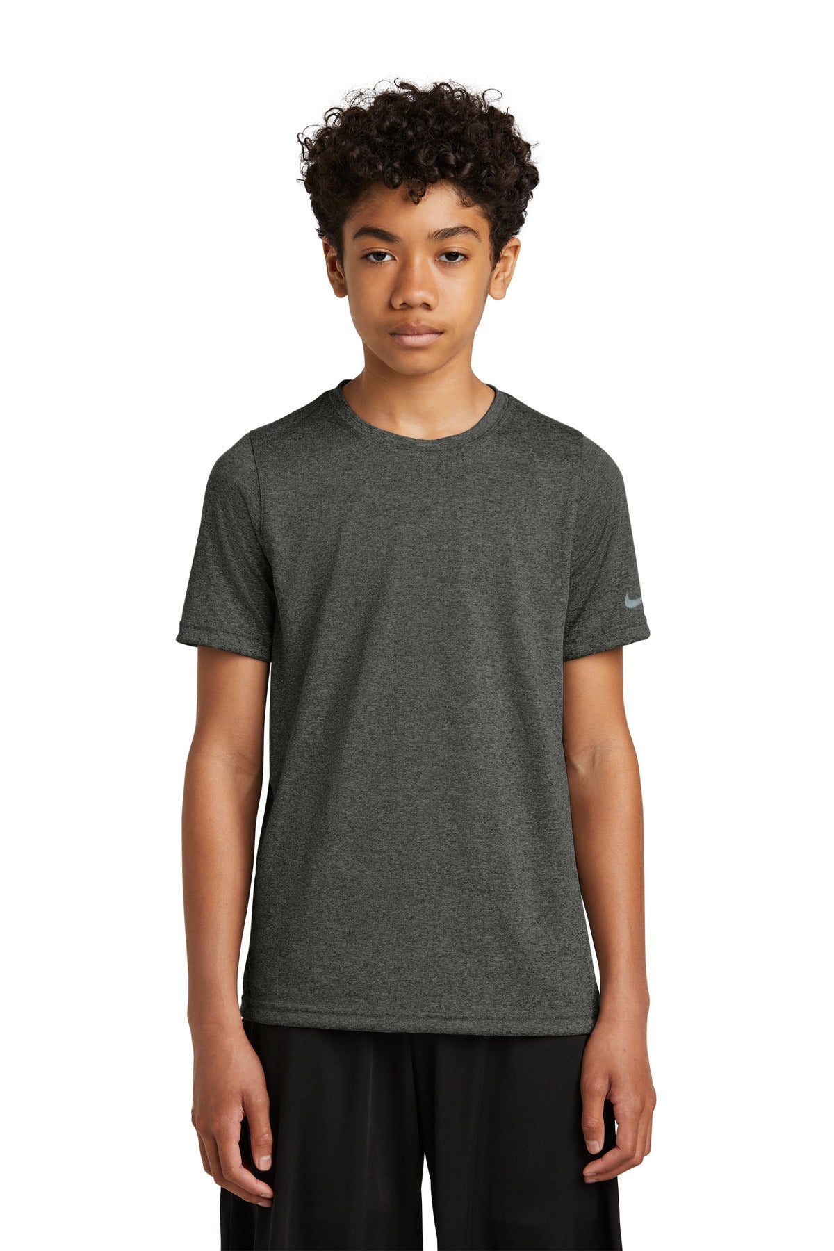 Nike Youth Swoosh Sleeve rLegend Tee NKDX8787 - Dark Smoke Heather - front