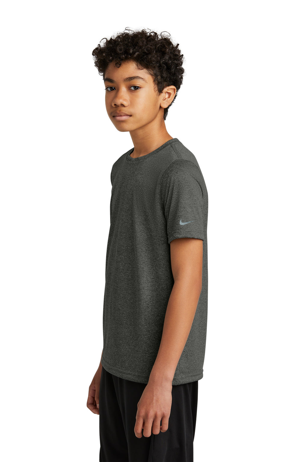 Nike Youth Swoosh Sleeve rLegend Tee NKDX8787 - Dark Smoke Heather - side