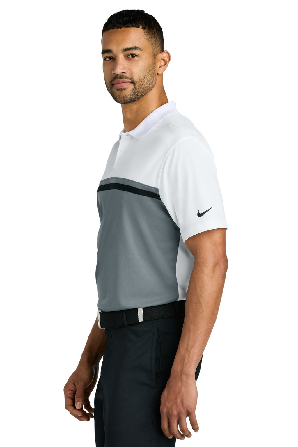 Nike Dri-FIT Victory Colorblock Polo NKFQ3968 - White/ Cool Grey/ Black - side